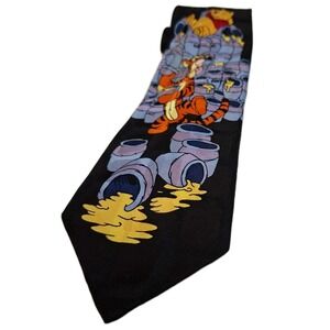 Disney Silk Men's Necktie Winnie The Pooh Tigger Honeypot Hand Made Tie